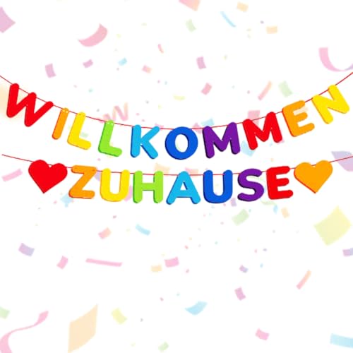 Willkommen Zuhause Girlande, Bunt Willkommen Zuhause Deko, Welcome Home, Willkommen Zuhause Banner für Rückkehr Familienfeiern Einzug Schule Saison Party Dekoration von Aurasky
