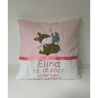 Personalisiertes Kissen 40 X40 cm Mit Reh Und Hase |Namenskissen| Geschenk Zur Geburt|Geschenk Taufe Personalisiertes Kissen 40 X40 cm Mit Reh Und Hase |Namenskissen| Geschenk Zur Geburt|Geschenk Taufe von AureaArtisShop