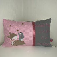 Personalisiertes Kissen Reh Und Hase Mädchen 40 X25 cm Rosa Namenskissengeschenk Zur Geburtgeschenk Taufe Personalisiertes Kissen Reh Und Hase Mädchen 40 X25 cm Rosa Namenskissengeschenk Zur Geburtgeschenk Taufe von AureaArtisShop