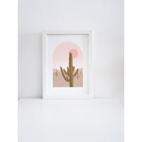 Kunstdruck Boho Kaktus A4 Print/Poster Kakteen Natürliche Farben Abstraktes Bild von AurelieOfficial