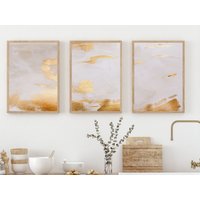 3Er Set Gold Kunstdrucke Neutrale Drucke Abstrakte Kunst Gemälde Galerie Wand Akt Dekor 3 Stück Wandkunst von Aureous