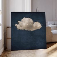 Abstrakte Wolke Wand Kunst Leinwand, Bauernhaus Dekor, Cottagecore, Gerahmte Extra Große Wandkunst, Dark Academia Decor, Marineblau von Aureous