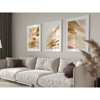 Beige & Gold 3Er Set Drucke Wandkunst Abstrakte Kunst Gemälde Erdton Dekor Braun Rost Wohnzimmer von Aureous