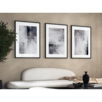 Schwarz, Weiß Und Grau 3Er Set Drucke Abstrakte Kunst Galerie Wand Neutrale Wandkunst Wohnzimmer Dekor Wohnung Schlafzimmer von Aureous