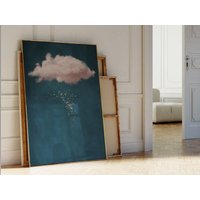 Wolke Wandkunst Marineblau Gold Poster Abstrakter Kunstdruck Maximalist Dekor Blush Rosa Schlafzimmer Dekor, Über Dem Bett von Aureous