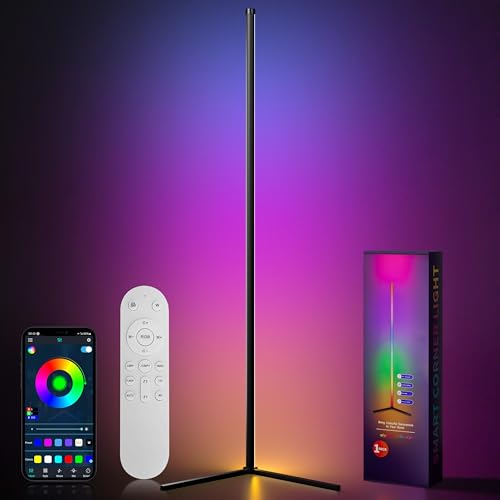 Aurevita LED-Stehlampe, 159 cm Stehleuchte RGB IC dimmbar mit Fernbedienung und App, 16 Millionen Farben, Musik Synchronisierung und Timer, DIY LED-Stehleuchte (159cm Bluetooth) von Aurevita