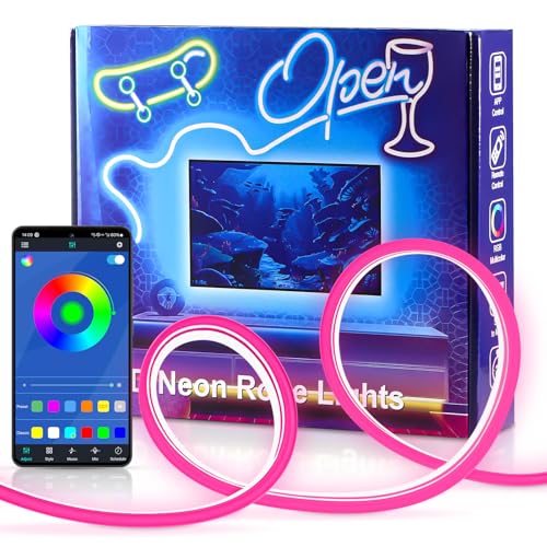 Aurevita RGB Neon Led Strip, Bluetooth Led Schlauch Streifen für die Wand, Outdoor LED Lichtstreifen, App Control, Syn Music mit Spielzimmerdekoration (10m RGB) von Aurevita