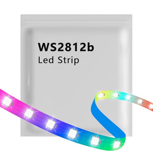 Aurevita WS2812b LED-Streifen RGB IC, 5m, 300 LEDs, IP30, Doppellagige Kupfer-Leiterplatte, Individuell Adressierbar, DIY Project 5050 (5m300LED Schwarz) von Aurevita