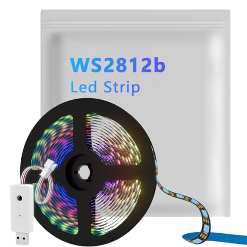 Aurevita WS2812b LED Strip RGB IC, IP30 Leiterplatte aus Kupfer, doppellagig, individuell adressierbar, LED-Streifen, DIY Project 5050 LED Streifen WS2812 (5m 300 LEDs Schwarz) von Aurevita