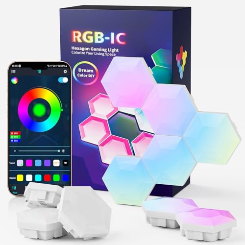 Hexagon LED Gaming Panel 10 PCS, LED Smart Wandleuchte mit RGB-IC, Musik-Synchronisation, App Steuerung, Wandbeleuchtung für Zimmer und Gaming Setup Hexagon LED Gaming Panel 10 PCS, LED Smart Wandleuchte mit RGB-IC, Musik-Synchronisation, App Steuerung, Wandbeleuchtung für Zimmer und Gaming Setup von Aurevita