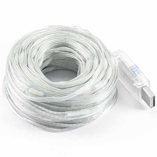 Led Lichterkette 20m 200 Leds mit USB, 5V/2A Wasserdicht Kupferdraht RGB fairy light, Draht Micro Lichterketten für DIY Weihnachten, Garten, Party, Hochzeit Deko von Aurevita