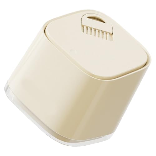 Aurgiarme Eleganter Desktop Mülleimer Behälter Easy Press Mechanismus Creme Ton Kunststoff Müllbehälter Wastkorb Für Home Office Decors Abfallbehälter von Aurgiarme
