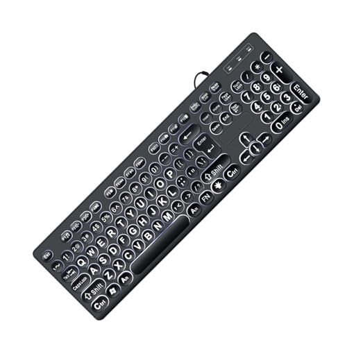 Aurgiarme USB Kabel Großer Druck In Voller Größe Computer Tastature Weiße Schlüssel Für Sehbehinderte Anfänger Und Senior USB Cord Backit Leuchtetastaturen von Aurgiarme