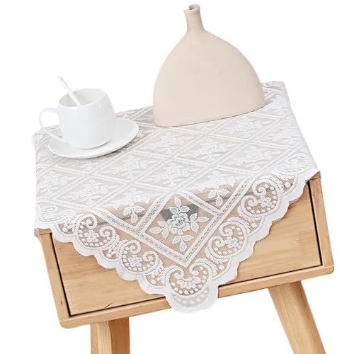 Aurgiarme Weißer Spitzentisch Läufer Ungiftiger Stoff Tischdecke Safe Für Kinder Haustierhäuser Dekore Esstisch Möbel Accessoire Weißer Spitze Tisch Läufer Läufer von Aurgiarme