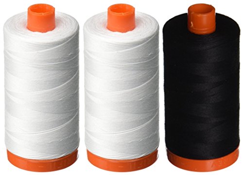 Aurifil 50 WT – 2 weiße + 1 schwarze, solide Zwirn – Mako-Baumwollgarn – je 1400 m. Aurifil 50 WT – 2 weiße + 1 schwarze, solide Zwirn – Mako-Baumwollgarn – je 1400 m. von Aurifil