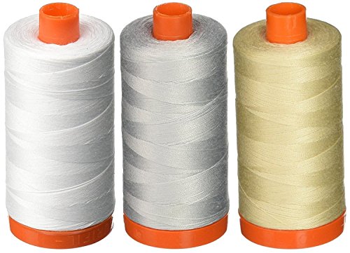 Aurifil 50 WT – Weiß + Taube + Hellbeige, solide – Mako-Baumwollgarn – je 1400 m. Aurifil 50 WT – Weiß + Taube + Hellbeige, solide – Mako-Baumwollgarn – je 1400 m. von Aurifil