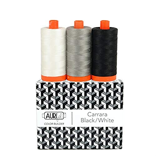 Aurifil Thread CB CarrarBlk/Wh, 3 Stück, schwarz von Aurifil