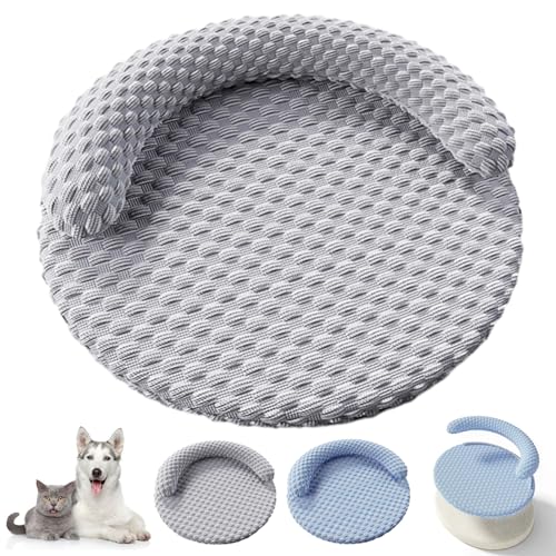 Auriiktch Cat Cooling Bed, Ice Silk Breeze Bed for Cats, Cooling Memory Foam with Heat-Absorbing Ice Silk Fabric, Removable and Washable Design for All-Season Comfort (Grey Set) von Auriiktch