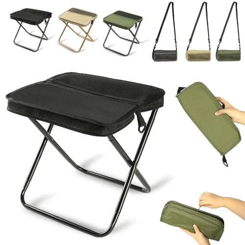 Auriiktch Foldable Backpack Stool, Portable Folding Camping Stool with Carry Bag, Portable Seats for Mountaineering and Hiking, Foldable Chair with Carrying Bag (Black, Small) von Auriiktch