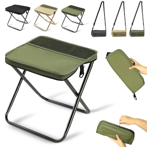 Auriiktch Foldable Backpack Stool, Portable Folding Camping Stool with Carry Bag, Portable Seats for Mountaineering and Hiking, Foldable Chair with Carrying Bag (Green, Large) von Auriiktch