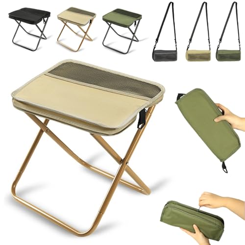 Auriiktch Foldable Backpack Stool, Portable Folding Camping Stool with Carry Bag, Portable Seats for Mountaineering and Hiking, Foldable Chair with Carrying Bag (Khaki, Small) von Auriiktch
