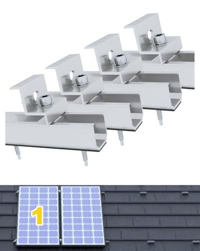 Aurinktron solarmodul halterung kit | 12cm Aluminium Schienenhalterung & Eloxiert 30-35mm Verstellbare EndKlemmen und Zubehör | Solarpanel Halterung für 1 PV Panel | für Flachdach Trapezdach Blechdach von Aurinktron