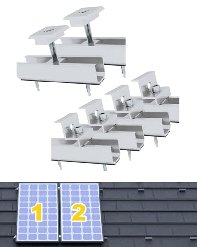 Aurinktron Montageset für 2 PV Module, 12 cm Aluminium Schienenhalterung und Verstellbare Klemme für 30-35 MM Dicke Module, Solarmodul Halterung kit für Flachdach Trapezdach Aurinktron Montageset für 2 PV Module, 12 cm Aluminium Schienenhalterung und Verstellbare Klemme für 30-35 MM Dicke Module, Solarmodul Halterung kit für Flachdach Trapezdach von Aurinktron