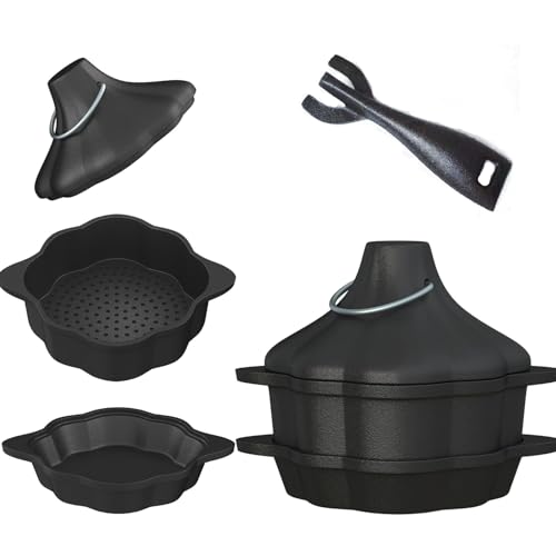 Aurionix Gusseisen Dampfgarer zum Kochen Set, Gusseisen Saucenpfanne mit Dampfkorb & Deckel 3-in-1 Doppelkessel, Butterschmelztopf, Lebensmittelvorbehandlung für Herd, Grillen & Camping Aurionix Gusseisen Dampfgarer zum Kochen Set, Gusseisen Saucenpfanne mit Dampfkorb & Deckel 3-in-1 Doppelkessel, Butterschmelztopf, Lebensmittelvorbehandlung für Herd, Grillen & Camping von Aurionix
