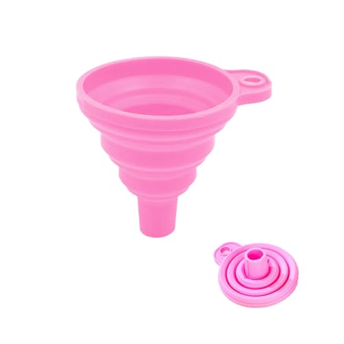 Auriselle 1 Stück Silikon-Falttrichter Zusammenklappbarer Trichter mit Ausziehbares Design Tragbarer Faltbar Mini Trichter für Bier, Öl Flüssigkeiten Übertragung (Rosa) von Auriselle