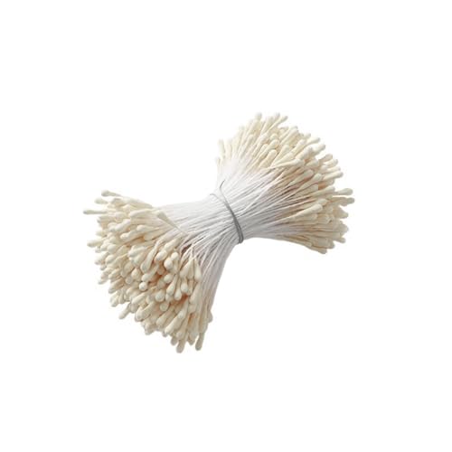 Auriselle 420 Stück Pfeifenreiniger Blumen Stämme Künstliche Blütenblätter Doppel Perlen Köpfen 2 MM Matte Stämme für Crafts Tulip Bouquet DIY Projekte Dekoration (Creme) von Auriselle