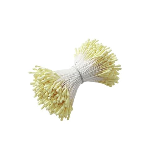 Auriselle 420 Stück Pfeifenreiniger Blumen Stämme Künstliche Blütenblätter Doppel Perlen Köpfen 2 MM Matte Stämme für Crafts Tulip Bouquet DIY Projekte Dekoration (Gelb) von Auriselle