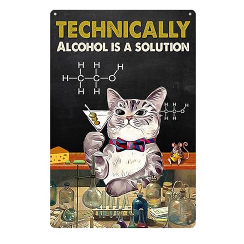 Auriselle Blechschilder Lustiges Retro-Metallschild Katze trinkt 8x12 Zoll Blechschild Wandkunst aus Zinn für Zuhause Bar Badezimmer Metallschilder oder Café Perfekt für Türen & Wände Katzen Deko von Auriselle