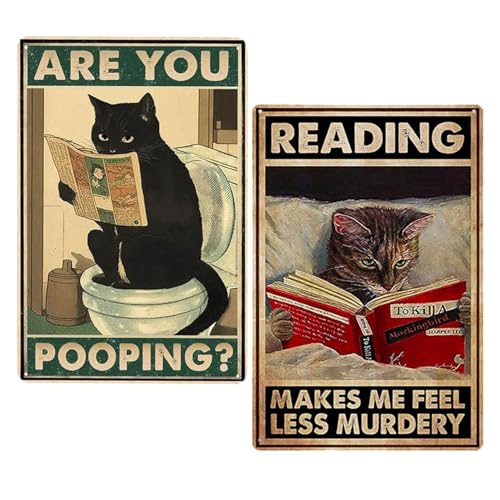 Auriselle Blechschilder Retro Metallschild-Set Katze Liest + Are You Pooping 8x12 Zoll Blechschild Vintage Blechschilder Lustigen Katzendesigns Metallschilder Perfekt Wand Zuhause Bad Tür Katzen Deko Auriselle Blechschilder Retro Metallschild-Set Katze Liest + Are You Pooping 8x12 Zoll Blechschild Vintage Blechschilder Lustigen Katzendesigns Metallschilder Perfekt Wand Zuhause Bad Tür Katzen Deko von Auriselle