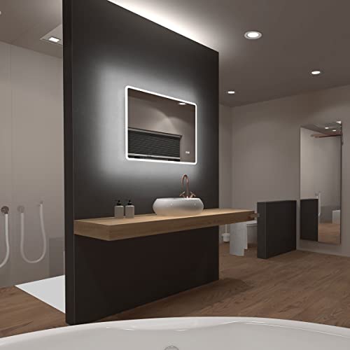 AURLANE Ulysse LED Badezimmerspiegel, rechteckig, selbstbeleuchtend, 80 x 70 cm von AURLANE