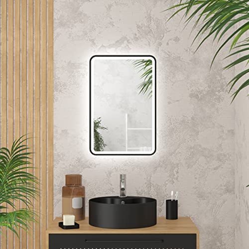 Aurlane LED-Spiegel, Wandspiegel, 60 x 40 cm, Schwarz, beleuchtet von AURLANE