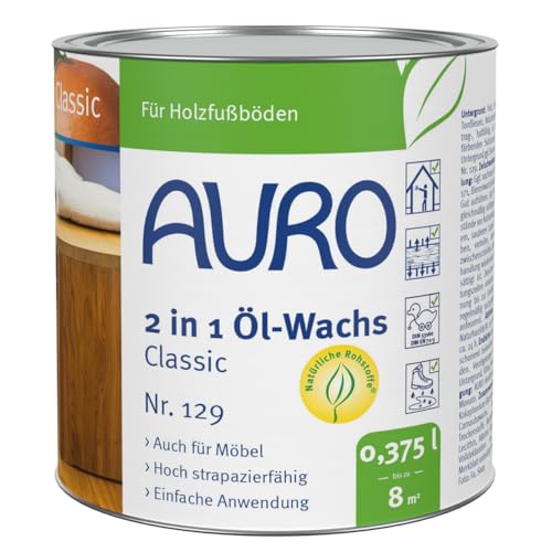 AURO 2 in 1 Öl-Wachs Classic Nr. 129 Farblos, 0,375 Liter von Auro