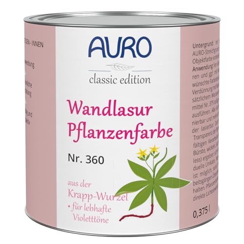 AURO Wandlasur-Pflanzenfarbe - Krapp-Rot (Blauton) - 0,375L von Auro