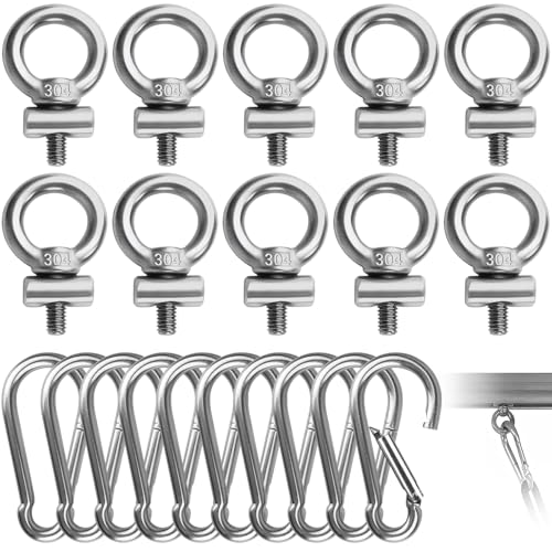 10 Stück M4 Markisenhaken Set mit Karabiner, 304 Edelstahl Markisenstopper, Outdoor Ringschraube, Kederstopper für Kederschiene, Zubehör für Camping, Wohnwagen, Wohnmobil, Campervan, Boot, Vorzelt 10 Stück M4 Markisenhaken Set mit Karabiner, 304 Edelstahl Markisenstopper, Outdoor Ringschraube, Kederstopper für Kederschiene, Zubehör für Camping, Wohnwagen, Wohnmobil, Campervan, Boot, Vorzelt von Aurobest