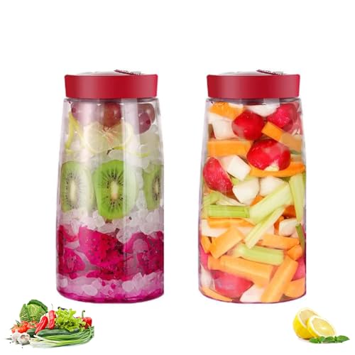 2 Stück Fermentierglas mit 1-Wege-Entlüftung, 2.2L Pickling Kimchi Gärglas, Breiter Öffnung Einmachglas mit Luftauslassventil, Vorratsglas für Kefir, Sauerkraut, Sauerteigstarter, Kombucha (Rot) von Aurobest