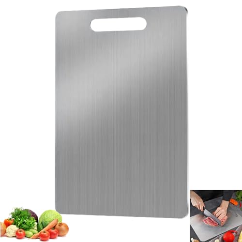 34*23*0.1cm 304 Edelstahl Schneidebrett, Doppelseitiges Titan Schneidebretter, Titanium Lebensmittel Grade Küchenschneidebrett, Beidseitig Cutting Board für Fleisch, Obst, Gemüse, HeimküChe Notwendig von Aurobest