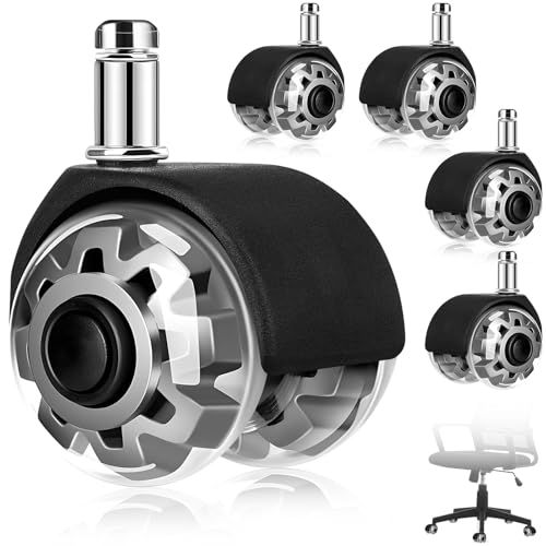5er Set Bürostuhl Rollen, 11 x 22mm Ersatzräder für Bürostühle & Gaming-Stühle, 360 Grad Drehung ohne Kratzer Bürostuhlrollen, Schreibtischstuhl Rollen, für Fliesen,Laminat, Teppich, Parkett,Hartböden von Aurobest