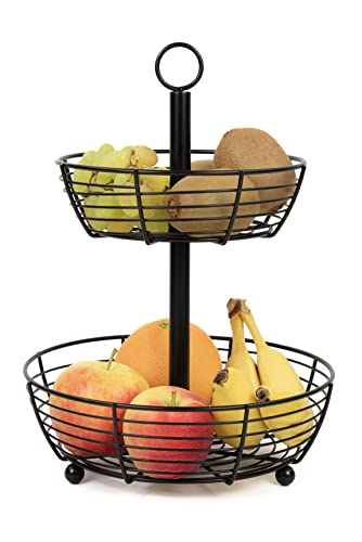 Auroni Etagere Infinite 2 Etagen großen runden Obsttellern zur Präsentation - stilvoller Obstkorb - 2 stöckige Obstschale von Auroni