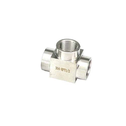 Aurorad Druck 300 bar 1/8" 1/4" 3/8" 1/2" 3/4" 1" NPT BSPP T-Stück 3-Wege-Rohrverschraubung Edelstahl 304 Wasser Gasöl (Color : BSPP Thread, Size : 1/8") von Aurorad