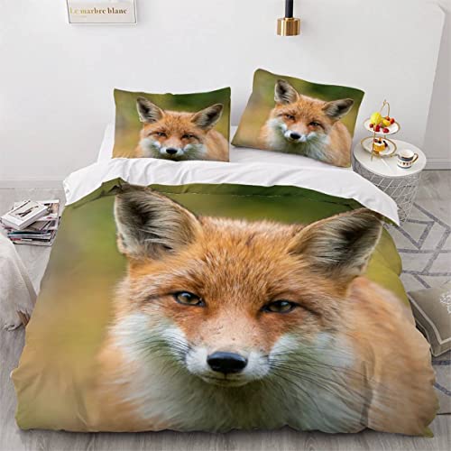 Bettbezüge 135x200 Roter Fuchs 3d Motiv Bettwäsche Hochwertig Dekorativ Bettwäsche-Sets Herbst Winter Tierwelt Weiche Bettwaren mit Reißverschluss und 2 Kissenbezug 80x80 Kinder Jungen Mädchen von Aurorai