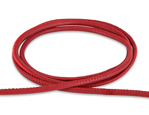 AURORIS - 100cm weiches Nappalederband rund gesäumt 3mm - Farbe wählbar - Variante: rot von Auroris