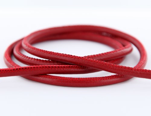 AURORIS - 100cm weiches Nappalederband rund gesäumt 4mm - Farbe: rot von Auroris