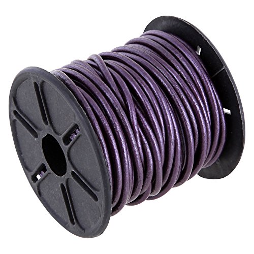 Auroris - 5m Lederband rund - Ø 2mm - Farbe: Beere (violett) von Auroris