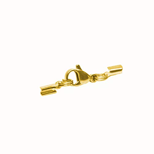 AURORIS - Karabiner-Klemmverschluss aus Edelstahl für ca. 1 bis 1,5 mm Bänder - Stückzahl/Farbe wählbar - Variante: 10 Stück/gold von Auroris