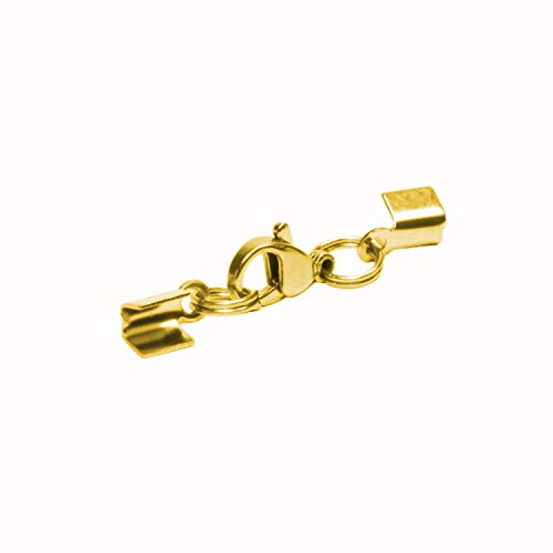 AURORIS - Karabiner-Klemmverschluss aus Edelstahl für ca. 2 bis 3 mm Bänder - Stückzahl/Farbe wählbar - Variante: 10 Stück/gold von Auroris