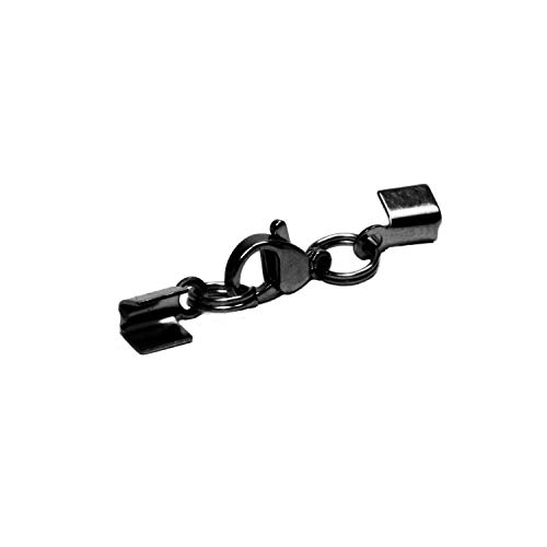 AURORIS - Karabiner-Klemmverschluss aus Edelstahl für ca. 2 bis 3 mm Bänder - Stückzahl/Farbe wählbar - Variante: 10 Stück/schwarz von Auroris